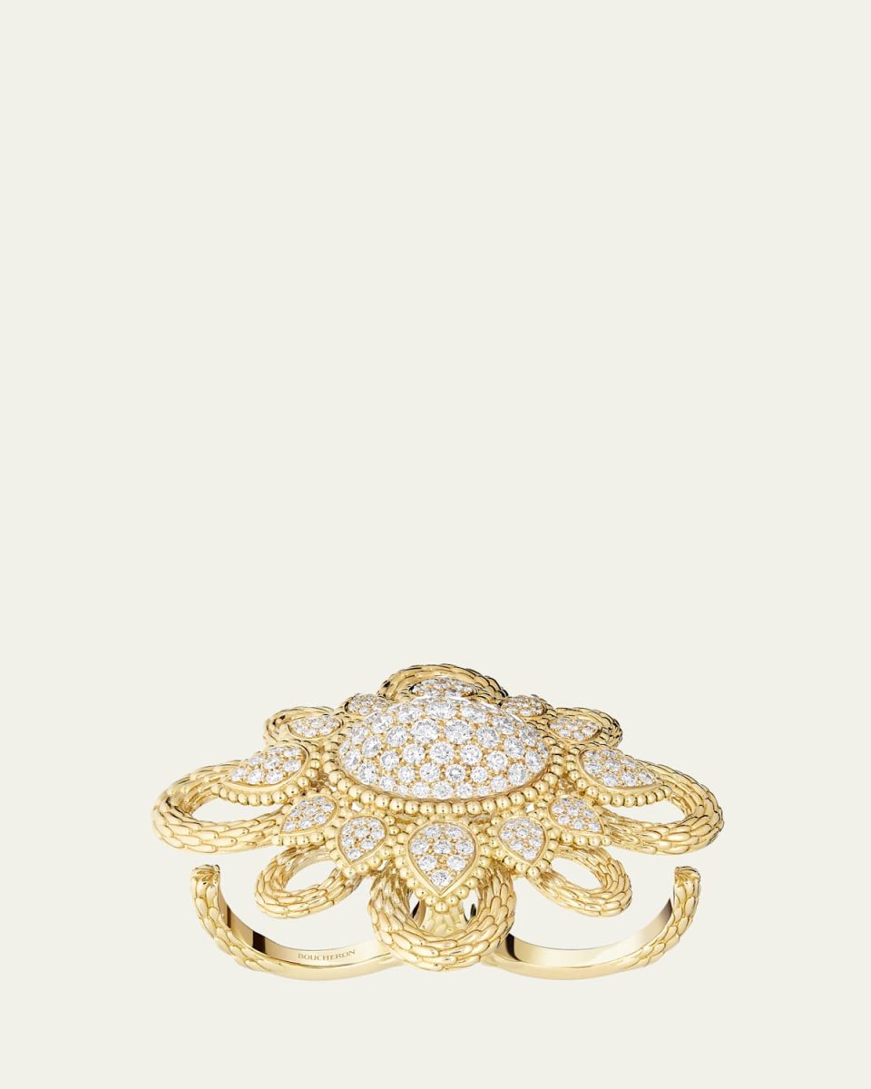 Serpent Boheme 18K Yellow Gold Double Ring with Diamonds